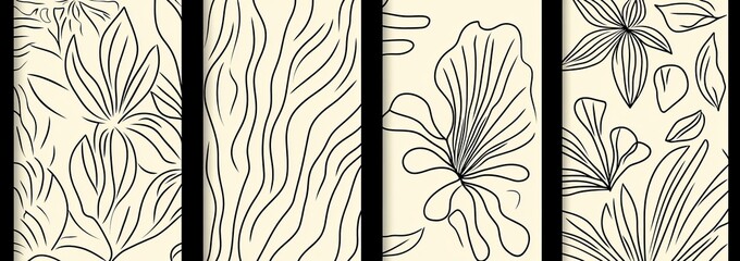 Poster - four poster templates for wall art, brochures, and flyers, based on the organic line abstract shape 