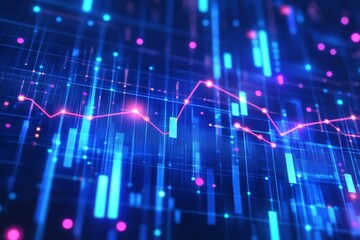Poster - graphs portray financial crisis, financial meltdown. technology concept, market trading concept on a