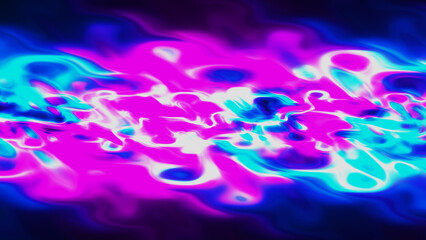 Poster - Abstract Particles Background. Vivid Color Fluid Particles. Motion design background shining neon particles. Color ink splash. Mysterious illusion. Color smoke cloud puff on blue abstract background.
