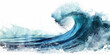 © GraysonStock - Close up detail of powerful teal blue wave breaking in open ocean on a white background