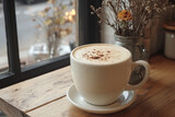 A breve coffee with creamy texture, served in a cozy coffee shop.