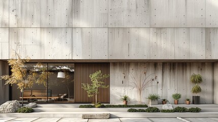 Poster - photorealistic of a concrete designed minimalist architectural