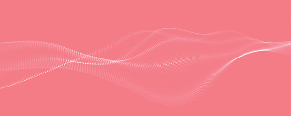 Poster - Futuristic dot wave. Abstract digital particle wave. Technology background. Colored musical wave. Light background. Digital background with smooth, wavy curves. 3D vector illustration