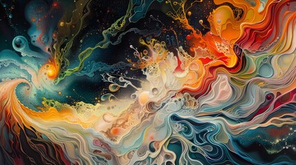 Poster - swirling blend of vibrant colors and shapes representing abstract
