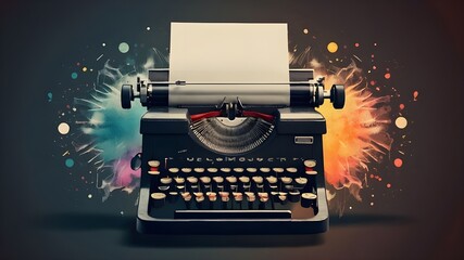 Wall Mural - vintage typewriter with paper