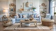© Aumporn - A Serene Coastal Living Room with a Hint of Nautical Charm  Generative AI