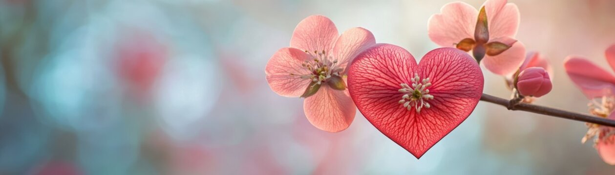 Blooming heart shaped flowers 