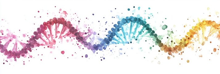 Poster - An illustration showing a watercolor structure of DNA molecules with a transparent background. An illustration of biotechnology and biochemistry.