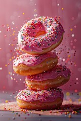 Canvas Print - Donuts with colorful icing and sprinkles