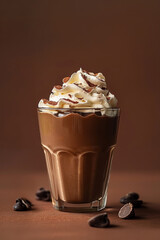 Wall Mural - Chocolate mousse in a glass cup with whipped cream