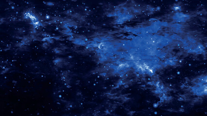 Poster - Space background. Flight in space with simulation of galaxies and nebulae. Stunning galaxy. Night sky with stars and nebula. 3D vector illustration
