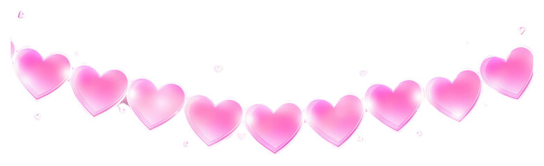 Poster - PNG Glowing pink hearts garland illustration