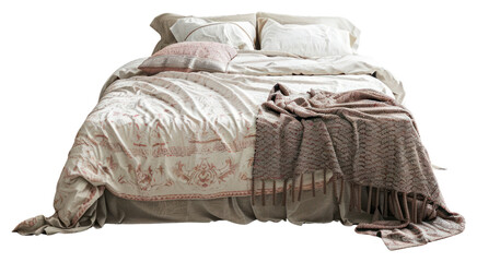 Wall Mural - PNG  Cozy bed with decorative blankets