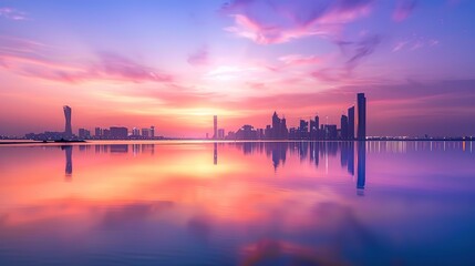 Canvas Print - Cityscape Reflection at Sunset