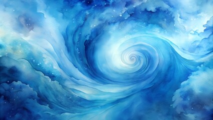 Canvas Print - A Symphony of Blue: Abstract Watercolor Swirls  AI generated