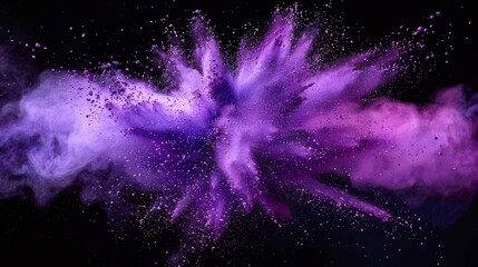 Poster - Colorful purple powder explosion against black background