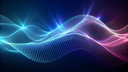 Poster - Abstract digital wave of particles. Futuristic point wave. Technology Colorful Background