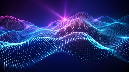 Poster - Abstract digital wave of particles. Futuristic point wave. Technology Colorful Background