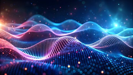 Poster - Abstract digital wave of particles. Futuristic point wave. Technology Colorful Background