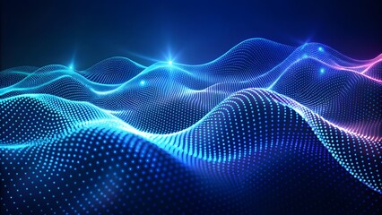 Poster - Abstract digital wave of particles. Futuristic point wave. Technology Colorful Background