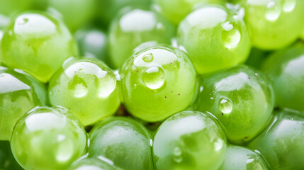 Canvas Print - Closeup of a grapes surface highlighting the translucent green skin with delicate veins and smooth texture 