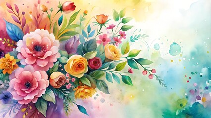 Sticker - Abstract Watercolor Floral Design: A Symphony of Hues and Textures  generative AI