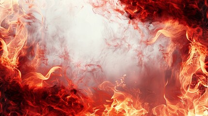 Poster - Flames and smoke creating abstract background in vivid red and orange tones
