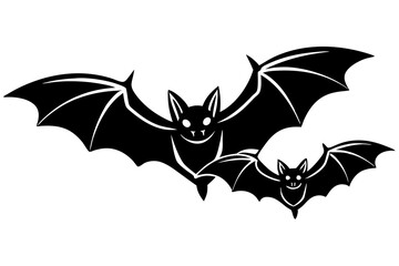 Canvas Print - Flying Bats black vector icon