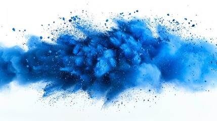 Poster - Blue powder explosion against white background