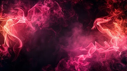 Poster - Abstract pink and red smoke swirls on dark background