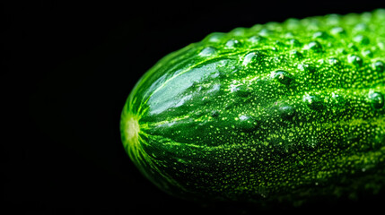 Wall Mural - Macro shot of the texture of a cucumbers skin highlighting the dark green surface with bumpy texture 