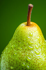 Wall Mural - Macro shot of the texture of a pears skin highlighting the green surface with russet patches and smooth texture 