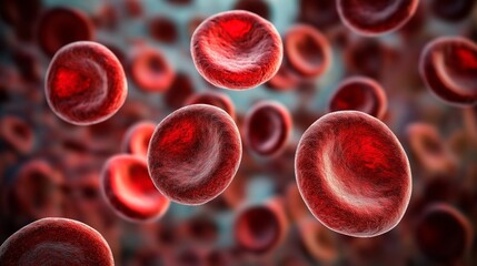 Wall Mural - blood cells close-up on dark background