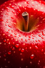 Wall Mural - Macro shot of the texture of an apples skin showcasing the vibrant red surface with tiny yellow speckles 