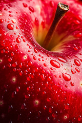 Wall Mural - Macro shot of the texture of an apples skin showcasing the vibrant red surface with tiny yellow speckles 