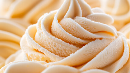 Wall Mural - Macro shot of the texture of an ice cream scoop showcasing the creamy smooth surface with tiny ice crystals 