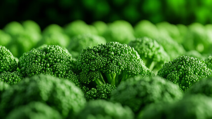 Poster - Macro shot of the texture of broccoli florets showcasing the vibrant green buds and intricate details 