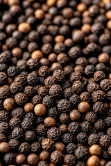 Wall Mural - Macro shot of the texture of ground black pepper highlighting the coarse dark specks with varied sizes 