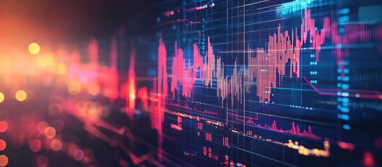 Poster - Financial technology backdrop featuring stock market investment data visualization