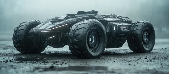 Futuristic military battle vehicle concept tank design 3D rendering and illustration