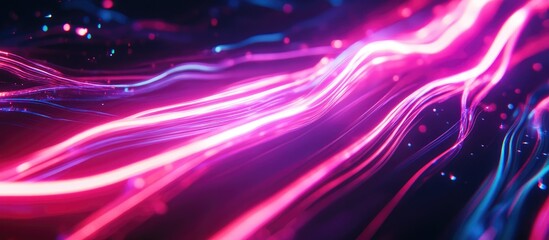 Poster - Vibrant Neon Lines Pulsating Against a Dark Background Dynamic Electric Flash Effects for Tech Animation Videos