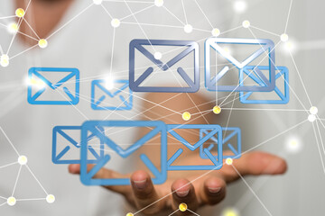 Poster - Hand with an email icon 3d