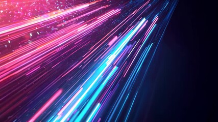 Poster - Futuristic light trails abstract background. Dynamic digital animation. High-speed data transmission concept. Sci-fi visualization. Future technology