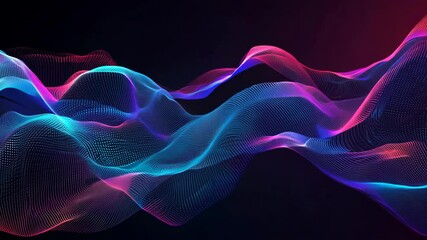 Poster - Abstract digital waves background. Future and futuristic technology. Neon waveform 3D animation. AI and Data Science Visualization