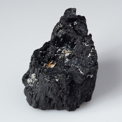 natural black tourmaline scherl on the white background