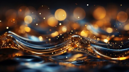 Wall Mural - Abstract liquid waves with golden lights.