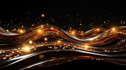 Wall Mural - Abstract liquid waves with golden lights.