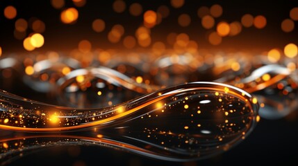 Wall Mural - Abstract liquid waves with golden lights.