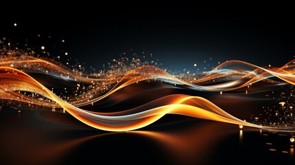 Wall Mural - Abstract liquid waves with golden lights.