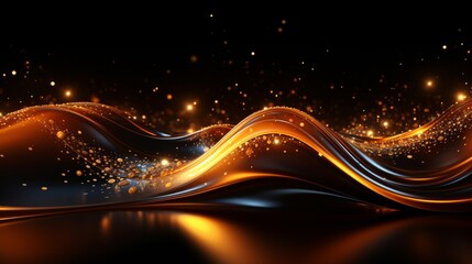 Wall Mural - Abstract liquid waves with golden lights.